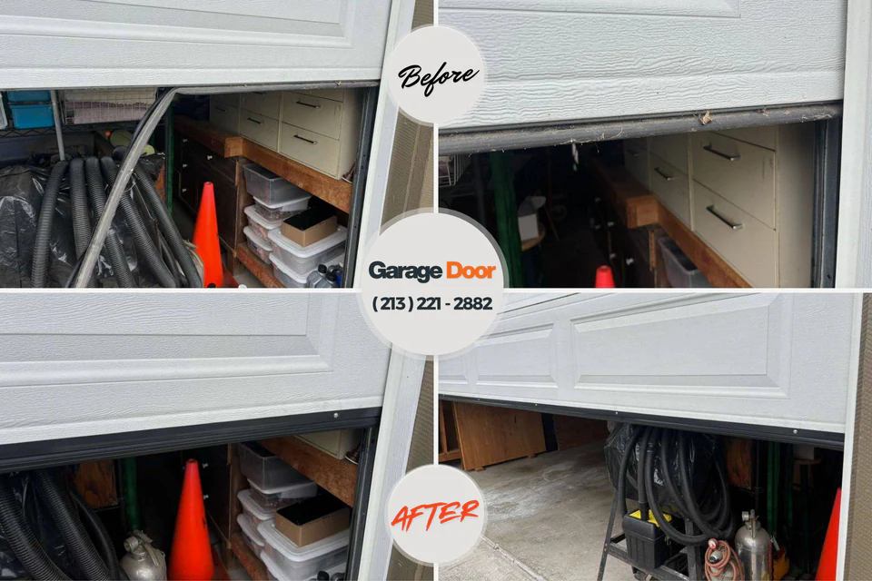 Before and after: garage door repair Meraux, LA